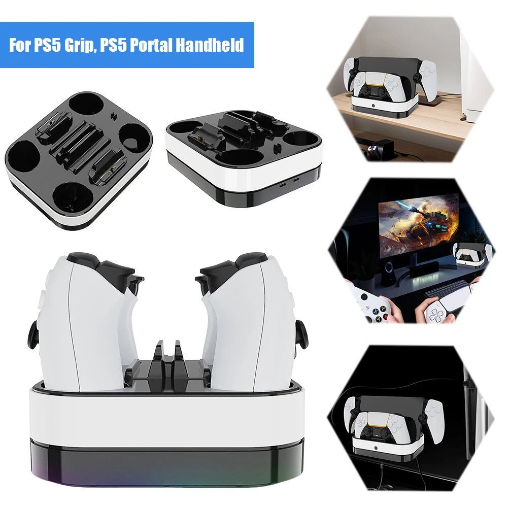 Подставка-зарядное устройство для контроллеров PS5 с кабелями, двойная зарядная док-станция для контроллеров PS5 и PS Portal, игровые аксессуары
Подставка-зарядное устройство для контроллеров PS5 с кабелями, двойная зарядная док-станция для контроллеров PS5 и PS Portal, игровые аксессуары