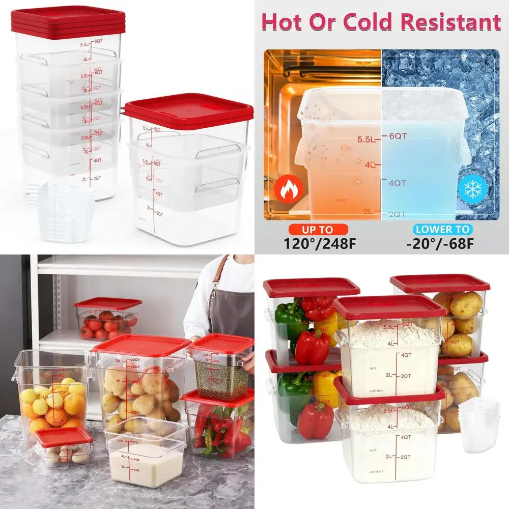 Набор из 6 квадратных контейнеров для хранения продуктов питания емкостью 6 литров с крышками — идеально подходят для использования в ресторане и на кухне
Набор из 6 квадратных контейнеров для хранения продуктов питания емкостью 6 литров с крышками — идеально подходят для использования в ресторане и на кухне