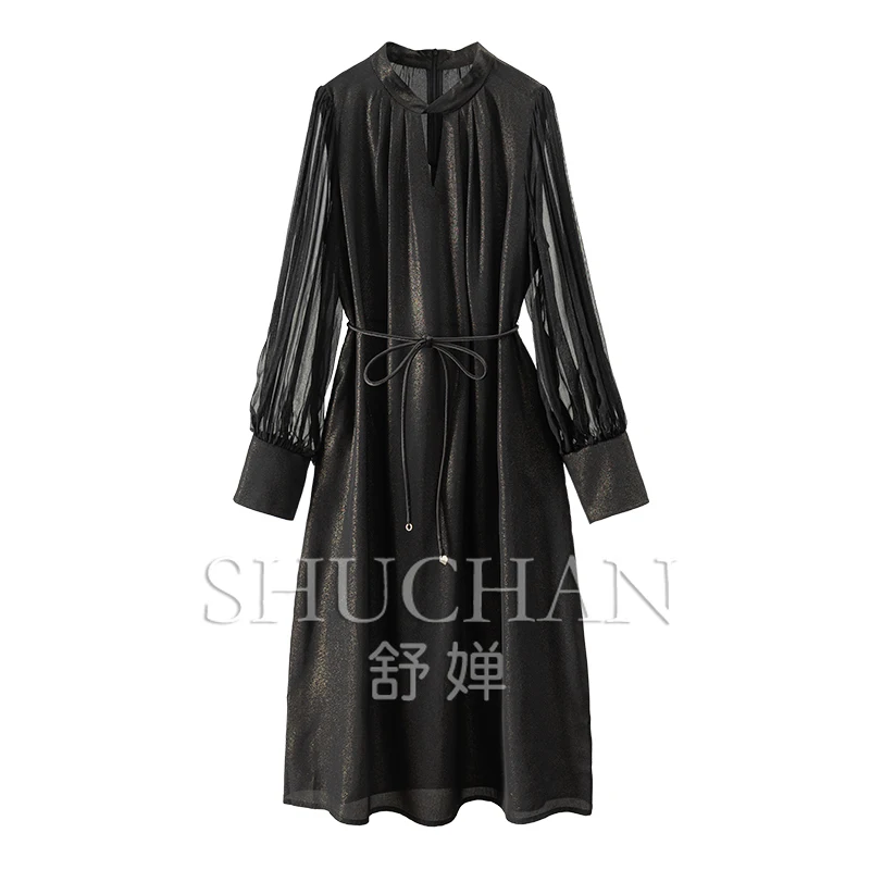 Black and Gold Low Luxury Elegant Lace-up Natural Silk Dress Women 7K87 Vestidos De Verano Mujer 2025
Black and Gold Low Luxury Elegant Lace-up Natural Silk Dress Women 7K87 Vestidos De Verano Mujer 2025