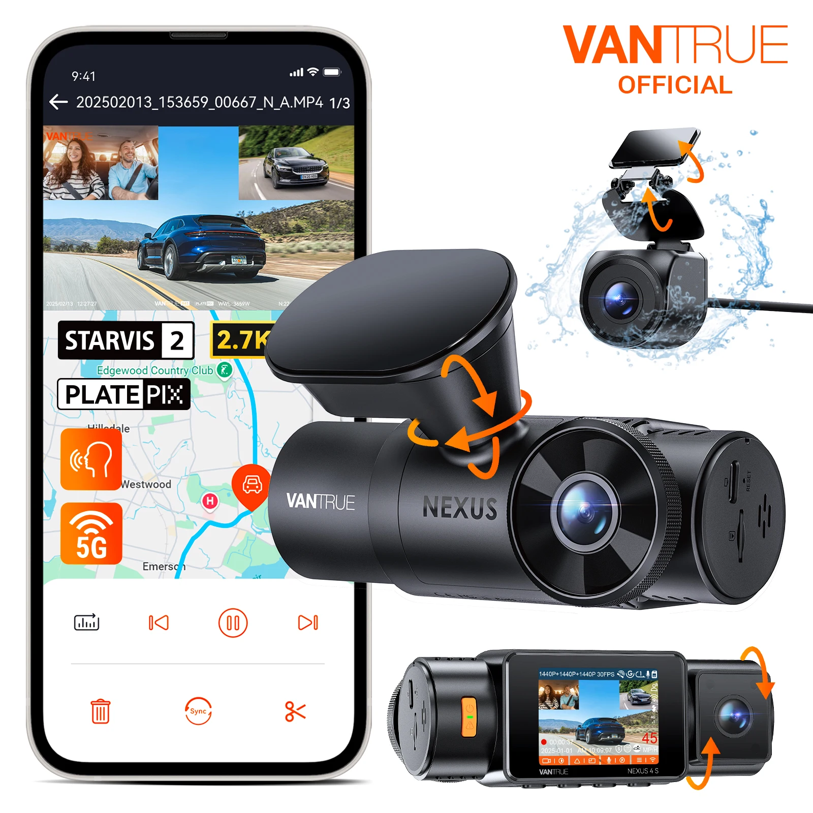 Vantrue N4S DashCam 3 Channel WiFi STARVIS 2 2.7K+1440P+1440 Waterproof Rear Camera HDR IR Night Vision GPS 24h Packing Mode
Vantrue N4S DashCam 3 Channel WiFi STARVIS 2 2.7K+1440P+1440 Waterproof Rear Camera HDR IR Night Vision GPS 24h Packing Mode