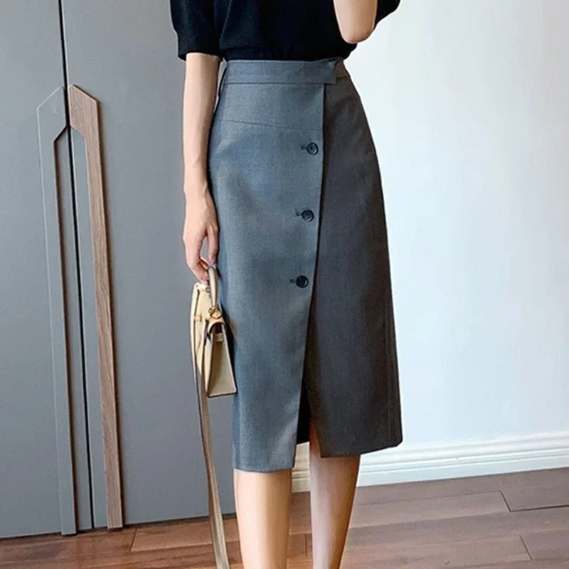 New Spring Summer Office Lady Skirt Women High Waist Single Breasted Split A-line Wrapped Hip Skirts Elegant Jupe
New Spring Summer Office Lady Skirt Women High Waist Single Breasted Split A-line Wrapped Hip Skirts Elegant Jupe