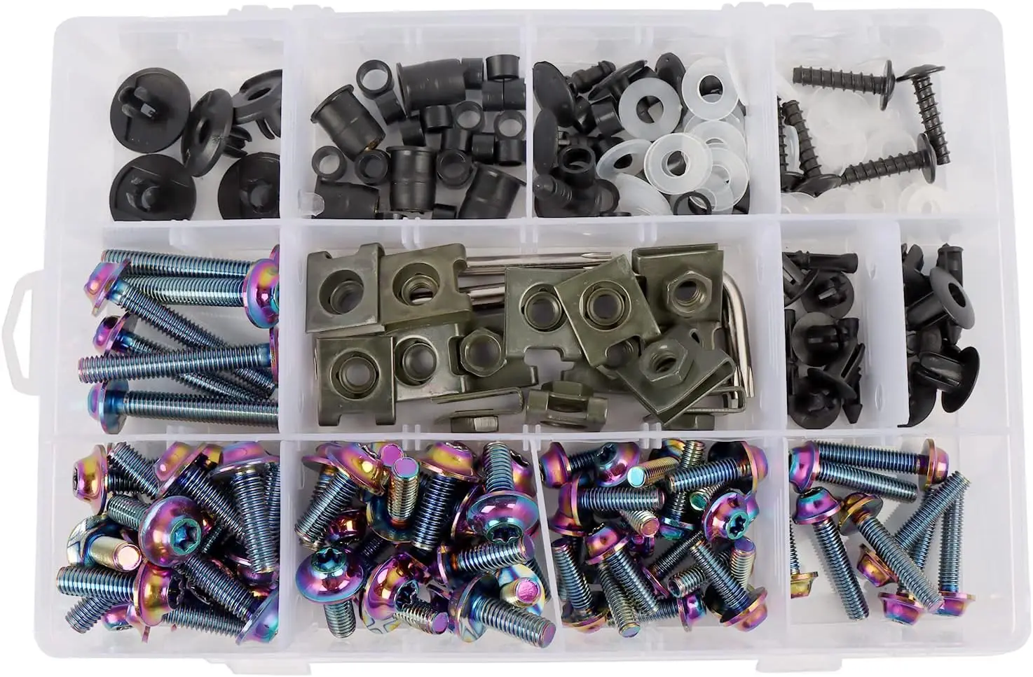 Fairing Bolt Kit 195PCS Stainless Steel M5 M6 Motorcycle Windscreen Fairing Screws Fasteners Universal Compatible with Yamaha
Fairing Bolt Kit 195PCS Stainless Steel M5 M6 Motorcycle Windscreen Fairing Screws Fasteners Universal Compatible with Yamaha