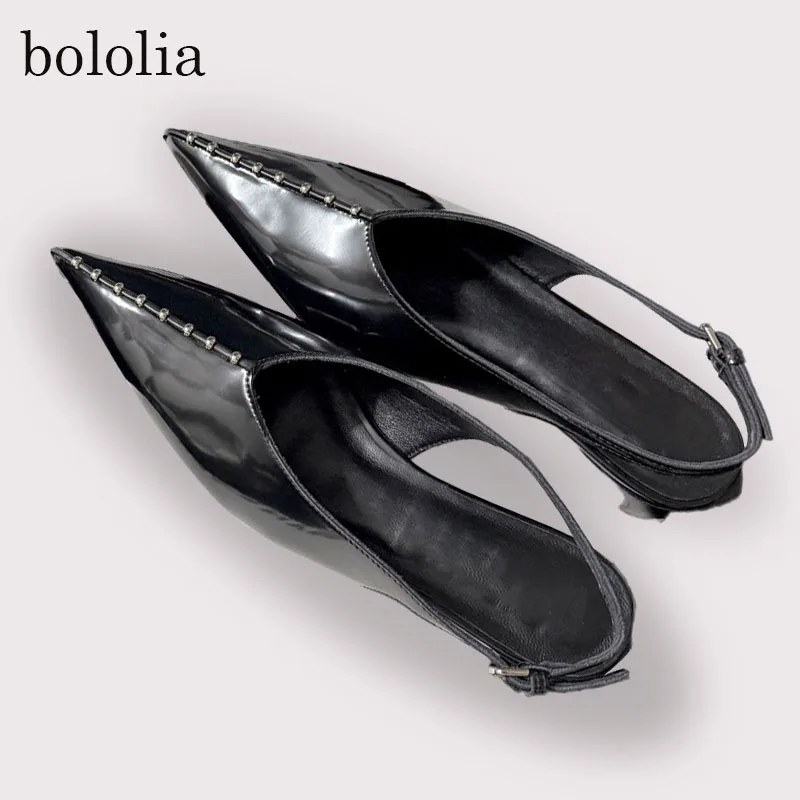 High Quality New Women Sandal Fashion Rivet Pointed Toe Ladies Elegant Slingback Shoes Genuine Leather Thin High Heel Pumps
High Quality New Women Sandal Fashion Rivet Pointed Toe Ladies Elegant Slingback Shoes Genuine Leather Thin High Heel Pumps
