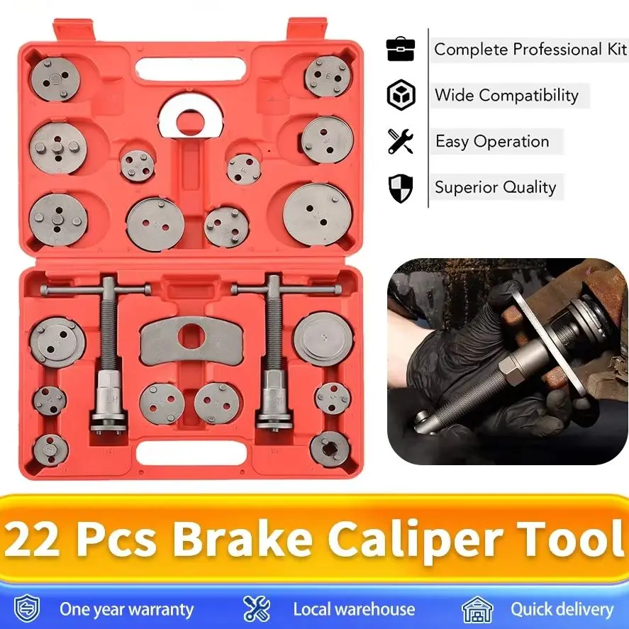 22 Piece Disc Brake Caliper Service Tool Set Brake Caliper Adjustment Kit for Car Auto Repair Piston Spreader Compressor Tool
22 Piece Disc Brake Caliper Service Tool Set Brake Caliper Adjustment Kit for Car Auto Repair Piston Spreader Compressor Tool