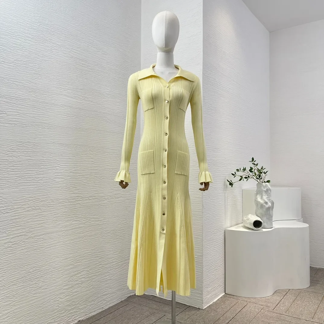 2024 New Spring Summer Top Quality Sweet Office Lady Yellow Slim Fit Knit Long Sleeve Casual Midi Mermaid Dress for Woman
2024 New Spring Summer Top Quality Sweet Office Lady Yellow Slim Fit Knit Long Sleeve Casual Midi Mermaid Dress for Woman