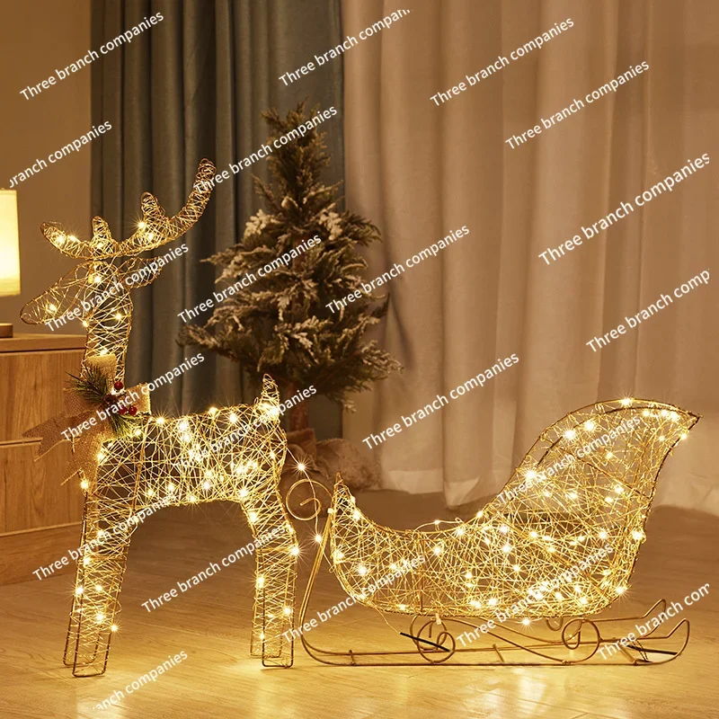 Iron Deer Pull Cart Christmas Elk Ornaments Shopping Mall Window Beauty Display with Lights Gift Box Christmas Decoration
Iron Deer Pull Cart Christmas Elk Ornaments Shopping Mall Window Beauty Display with Lights Gift Box Christmas Decoration