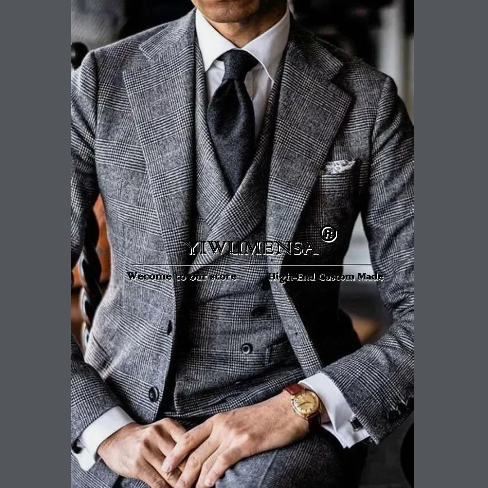 Men Gray Plaid 3 Piece Suit Business Formal Occasion Party Dresses Customized Single Breasted Blazer Man Daily Groom Tuxedos
Men Gray Plaid 3 Piece Suit Business Formal Occasion Party Dresses Customized Single Breasted Blazer Man Daily Groom Tuxedos
