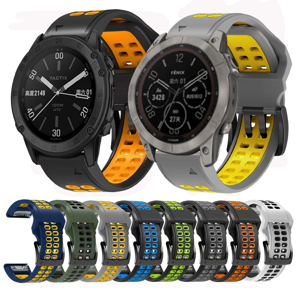 Watchband 26mm Easy Fit Silicone Watch Strap For Garmin Fenix 7X 6X 5X Plus Fenix 3 HR/Enduro/TACTIX DELTA/Descent MK Bracelet
Watchband 26mm Easy Fit Silicone Watch Strap For Garmin Fenix 7X 6X 5X Plus Fenix 3 HR/Enduro/TACTIX DELTA/Descent MK Bracelet