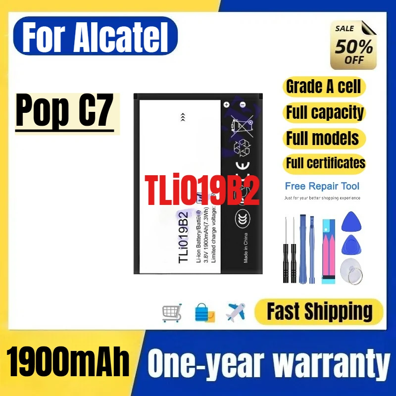 TLi019B2 for Alcatel Pop C7 Phone Battery 0 Cycle High Quality High Capacity Battery Replacement Bateria Grade A Cell with Tools
TLi019B2 for Alcatel Pop C7 Phone Battery 0 Cycle High Quality High Capacity Battery Replacement Bateria Grade A Cell with Tools