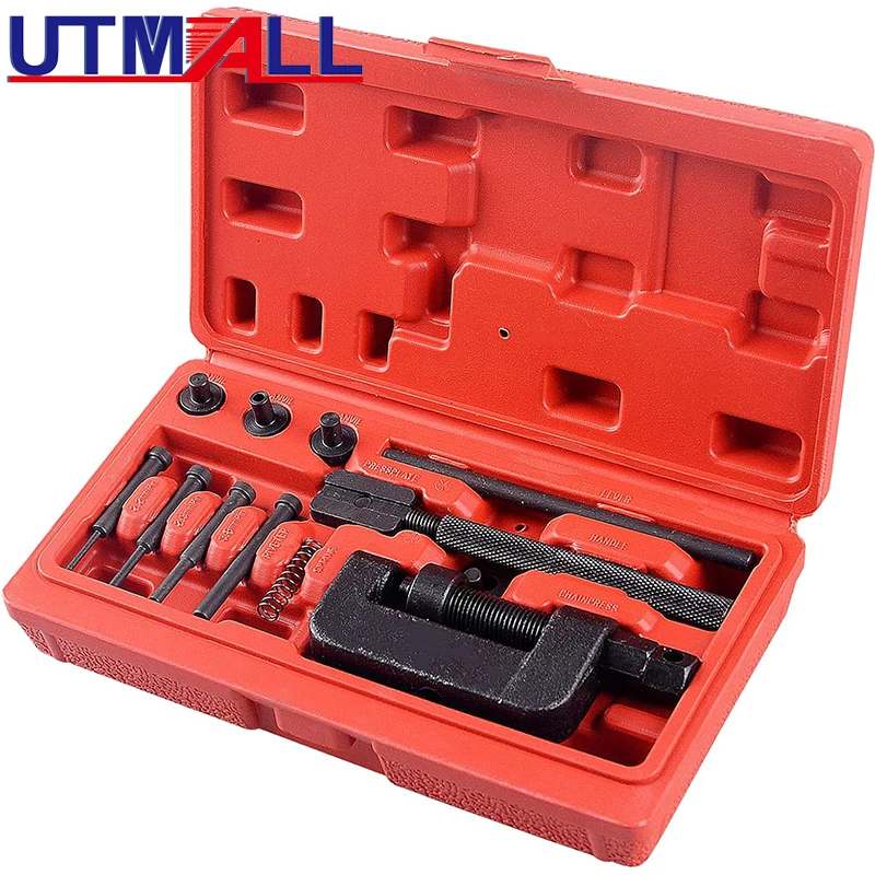 13pcs Motorcycle Chain Breaker Set Chain Removal Tool Chain Cutter and Riveter Kit for Cam and 25 to 630 Chains for Easy Chain
13pcs Motorcycle Chain Breaker Set Chain Removal Tool Chain Cutter and Riveter Kit for Cam and 25 to 630 Chains for Easy Chain