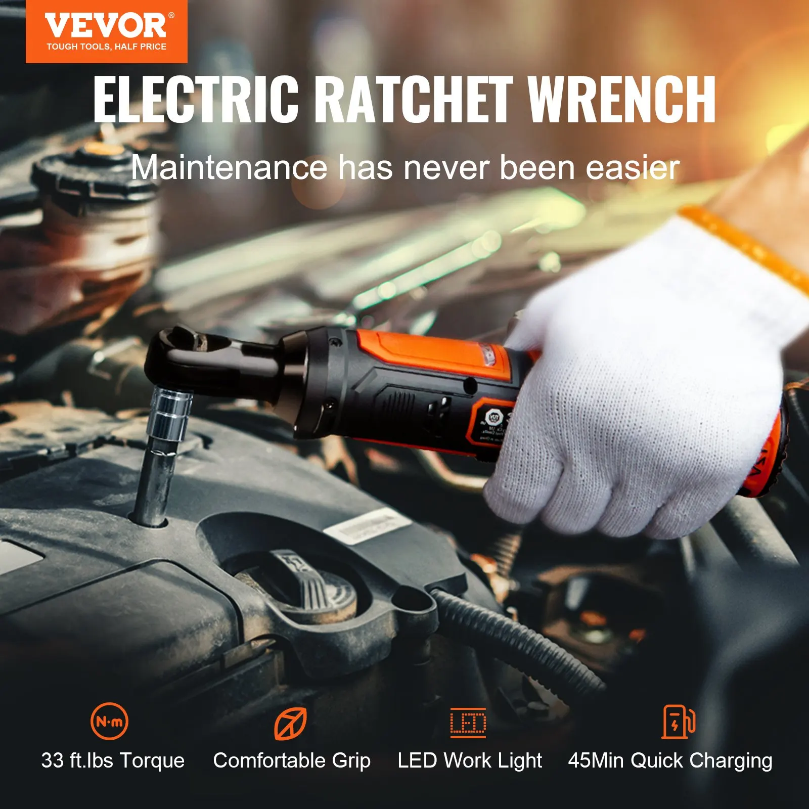 3/8" Cordless Electric Ratchet Wrench Set, 12V 33 Ft-lbs Power Ratchet Tool Kit, 45-Min Fast Charge, 2-Pack 2.0Ah Battery,
3/8" Cordless Electric Ratchet Wrench Set, 12V 33 Ft-lbs Power Ratchet Tool Kit, 45-Min Fast Charge, 2-Pack 2.0Ah Battery,