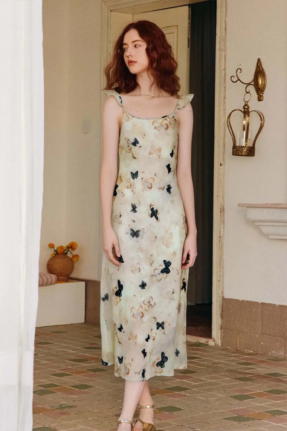 VIMLY Women's French Elegant Dress 2025 Summer Simple Casual Butterfly Printed Ruffle Neck Sleeveless Sweet Party Evening Dress 
VIMLY Women's French Elegant Dress 2025 Summer Simple Casual Butterfly Printed Ruffle Neck Sleeveless Sweet Party Evening Dress