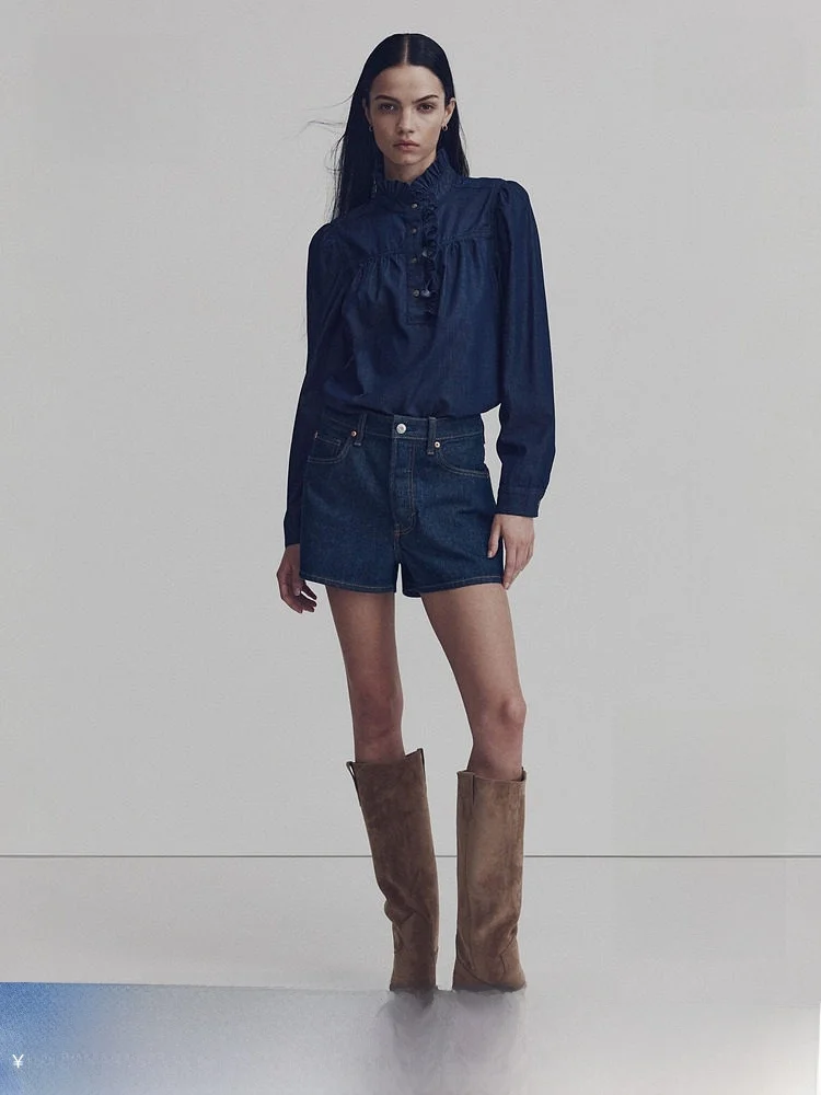 H&M Winter Women's Casual Fit Denim irt Collar Gathers Long Sve Cotton Button up irt Fem Faionable Classic Sle
H&M Winter Women's Casual Fit Denim irt Collar Gathers Long Sve Cotton Button up irt Fem Faionable Classic Sle