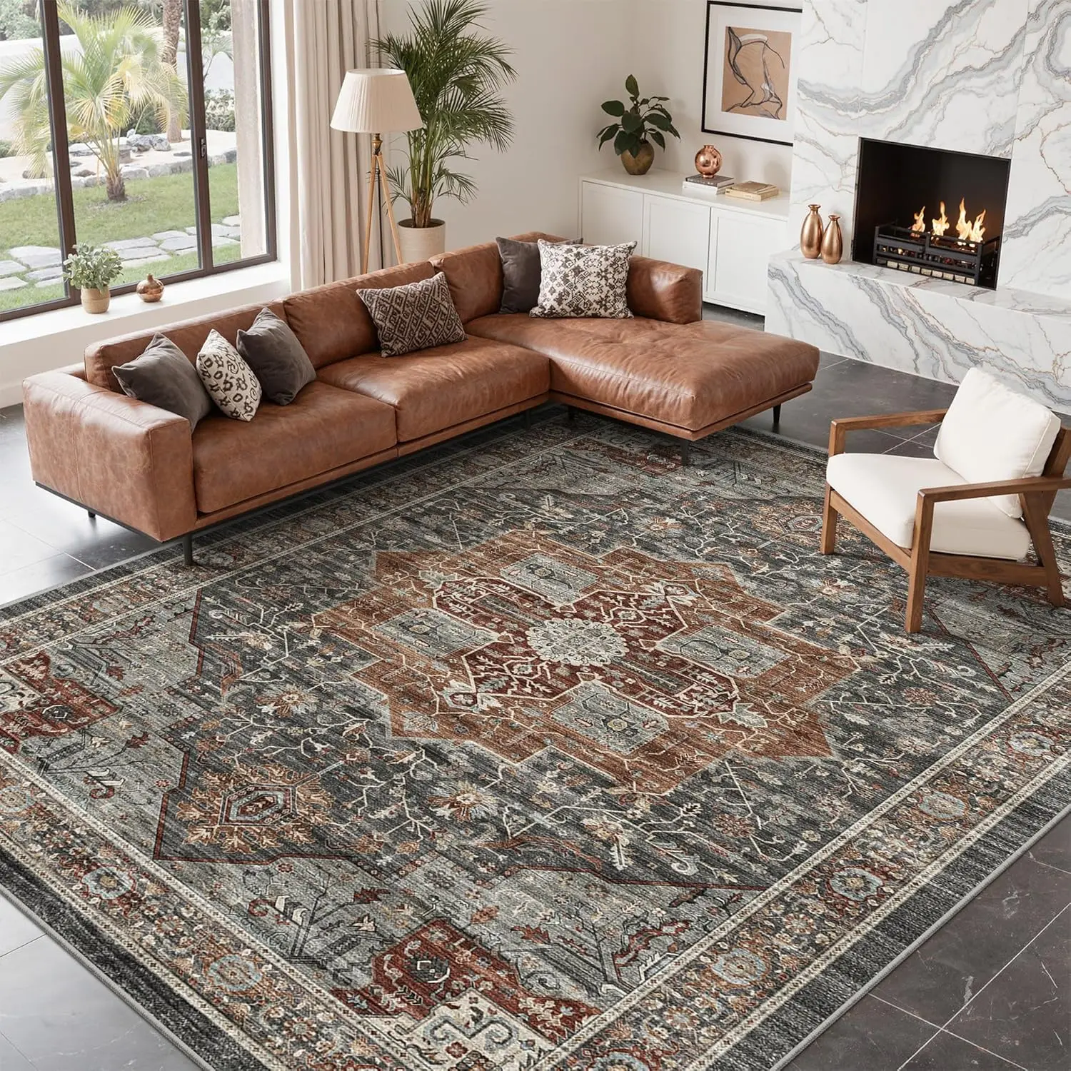 8x10 Vintage Washable Area Rug for Living Room, Non-Slip, Stain Resistant, Soft, Grey/Brown/Tan
8x10 Vintage Washable Area Rug for Living Room, Non-Slip, Stain Resistant, Soft, Grey/Brown/Tan