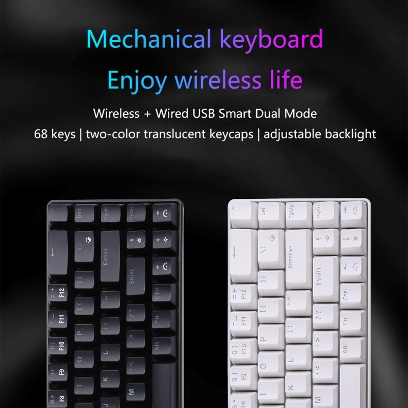 Игровая клавиатура RF68, 68 клавиш, 2-цветная инжекция, беспроводная подсветка
Игровая клавиатура RF68, 68 клавиш, 2-цветная инжекция, беспроводная подсветка