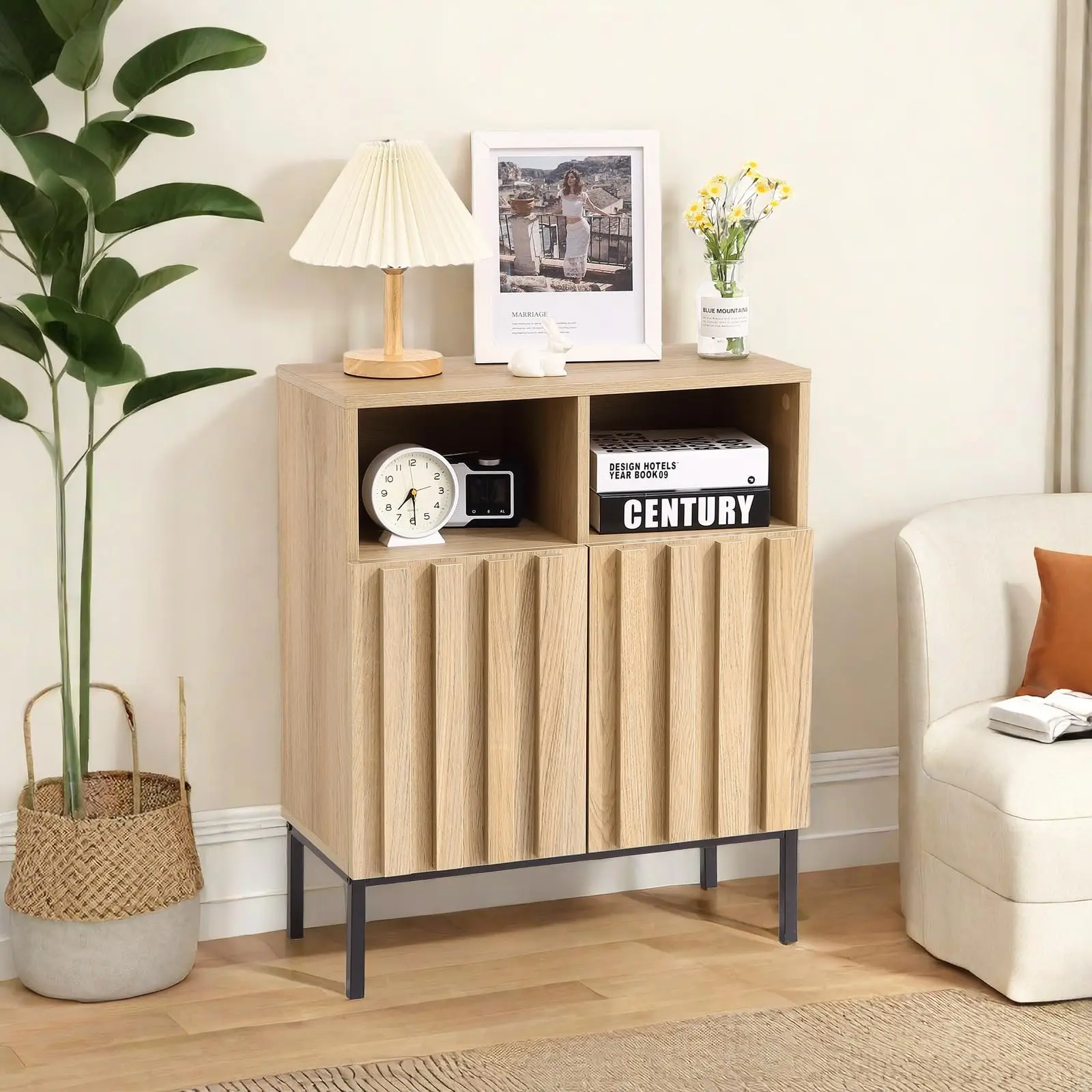 Buffet Cabinet Sideboard with Storage, Modern Industrial Storage Cabinet Accent Table with Fluted Panel Door Metal Legs for Livi
Buffet Cabinet Sideboard with Storage, Modern Industrial Storage Cabinet Accent Table with Fluted Panel Door Metal Legs for Livi