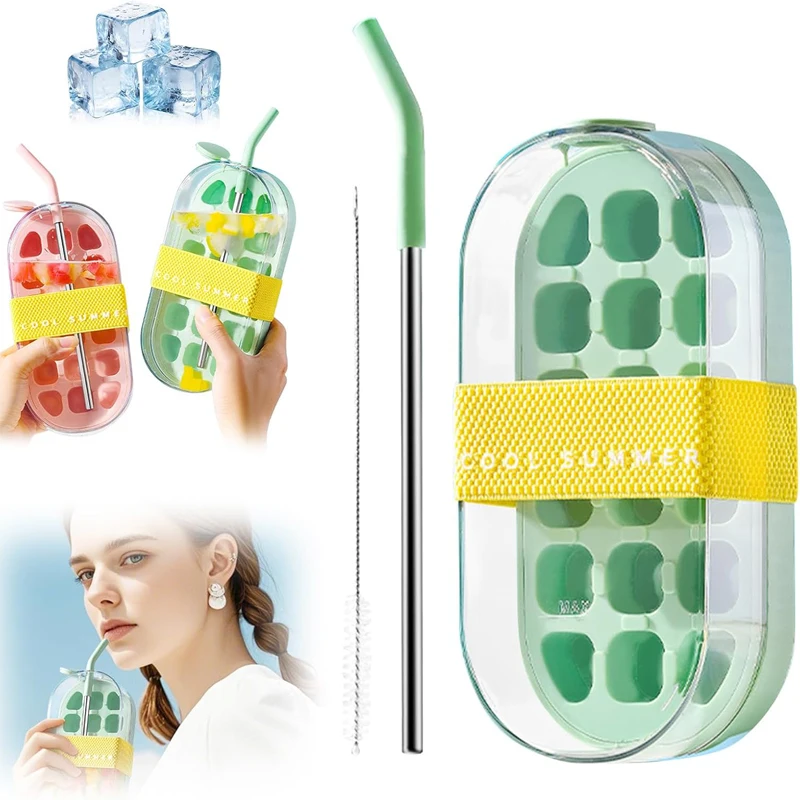 2-in-1 Ice Cube Tray - NO TOUCH Silicone Ice Cube Tray & Water Bottle For Freezer With Straw + Cable Tie Mold
2-in-1 Ice Cube Tray - NO TOUCH Silicone Ice Cube Tray & Water Bottle For Freezer With Straw + Cable Tie Mold