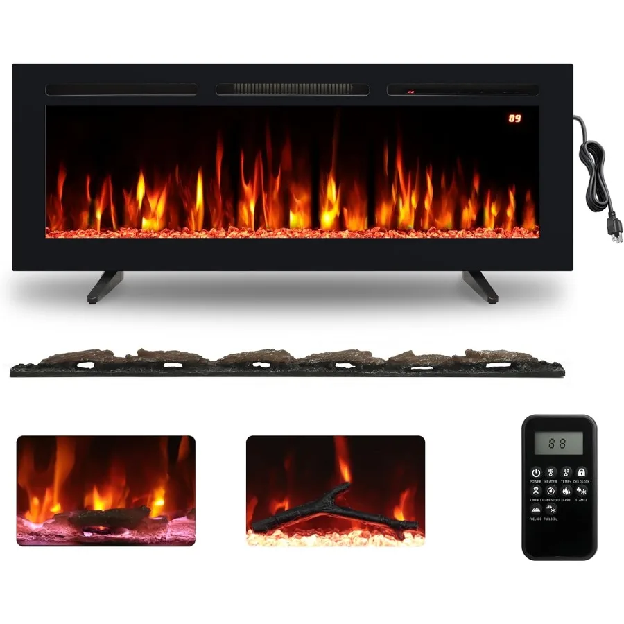 48" Electric Fireplace Recessed Wall Mounted and Freestanding Fireplace Heater Adjustable Flame Color Speed and Brightness Ther
48" Electric Fireplace Recessed Wall Mounted and Freestanding Fireplace Heater Adjustable Flame Color Speed and Brightness Ther