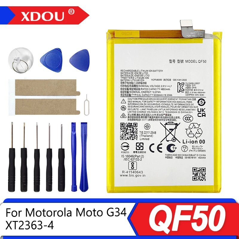 Совершенно новый аккумулятор QF50 5000 мАч для Motorola moto G34 XT2363-4, аккумуляторы для мобильных телефонов
Совершенно новый аккумулятор QF50 5000 мАч для Motorola moto G34 XT2363-4, аккумуляторы для мобильных телефонов