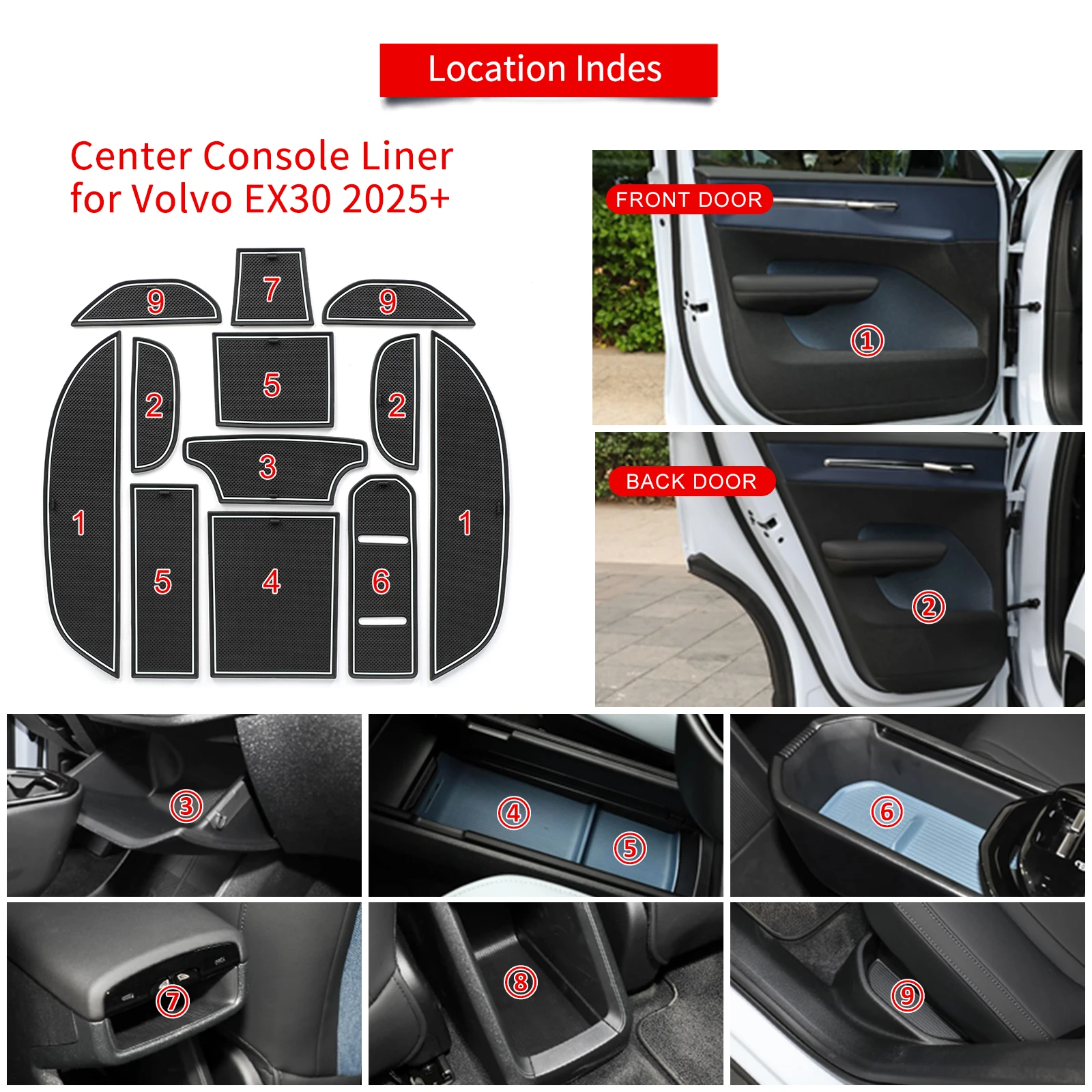 for Volvo EX30 2025 Car Gate Slot Mat Interior Accessories Non-Slip Mats Cup Holders Protective Pads
for Volvo EX30 2025 Car Gate Slot Mat Interior Accessories Non-Slip Mats Cup Holders Protective Pads