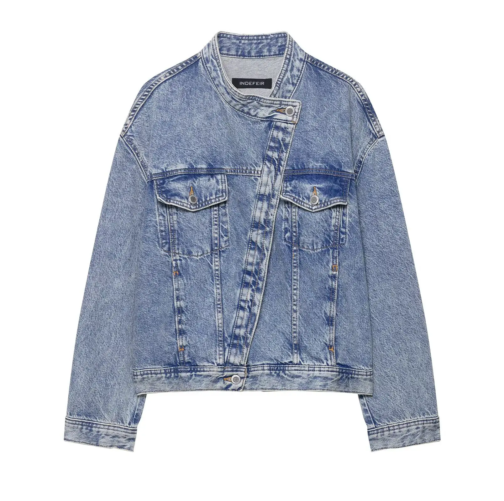 KIDCRKJ Spring Women Denim Coat Street Fashion Spliced Pockets Female Outerwear Comfortable Casual Loose Fit Lady Denim Jacket
KIDCRKJ Spring Women Denim Coat Street Fashion Spliced Pockets Female Outerwear Comfortable Casual Loose Fit Lady Denim Jacket