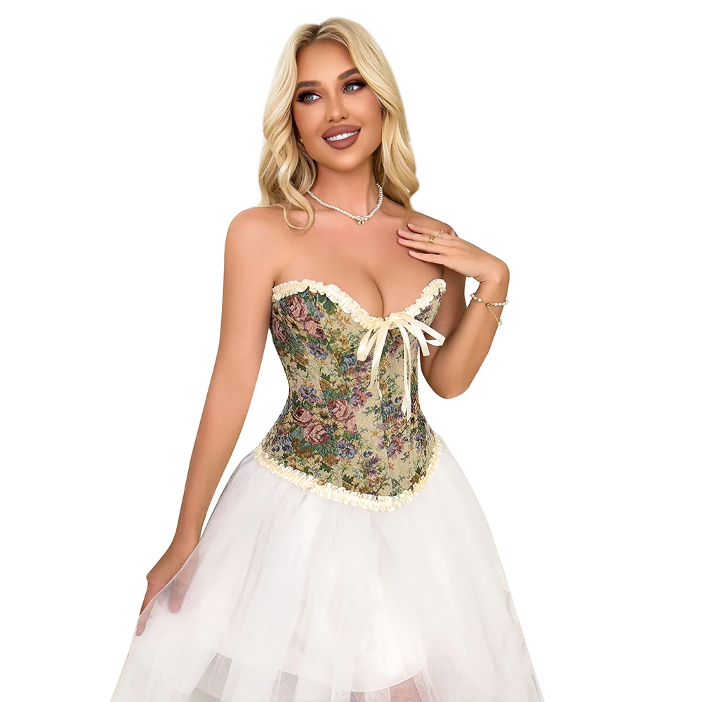 Medieval Overbust Corset Floral Pattern Victorian Bustier Top Slim Fit Basques Corselet
Medieval Overbust Corset Floral Pattern Victorian Bustier Top Slim Fit Basques Corselet
