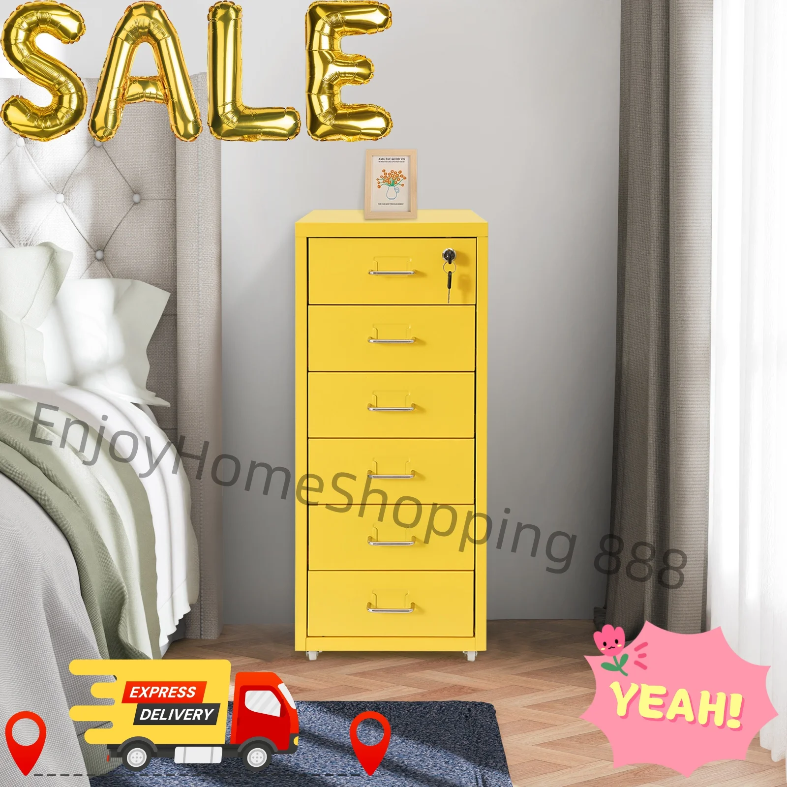6-Layer Yellow Metal File Cabinet with Wheels - Mobile Storage for Offices, Schools & Homes, Ideal for Organizing Documents ect.
6-Layer Yellow Metal File Cabinet with Wheels - Mobile Storage for Offices, Schools & Homes, Ideal for Organizing Documents ect.