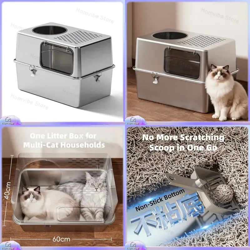Large Fully Enclosed Stainless Steel Cat Litter Box with Splash Proof Cover Removable Tray Odor Control Quiet Design for
Large Fully Enclosed Stainless Steel Cat Litter Box with Splash Proof Cover Removable Tray Odor Control Quiet Design for