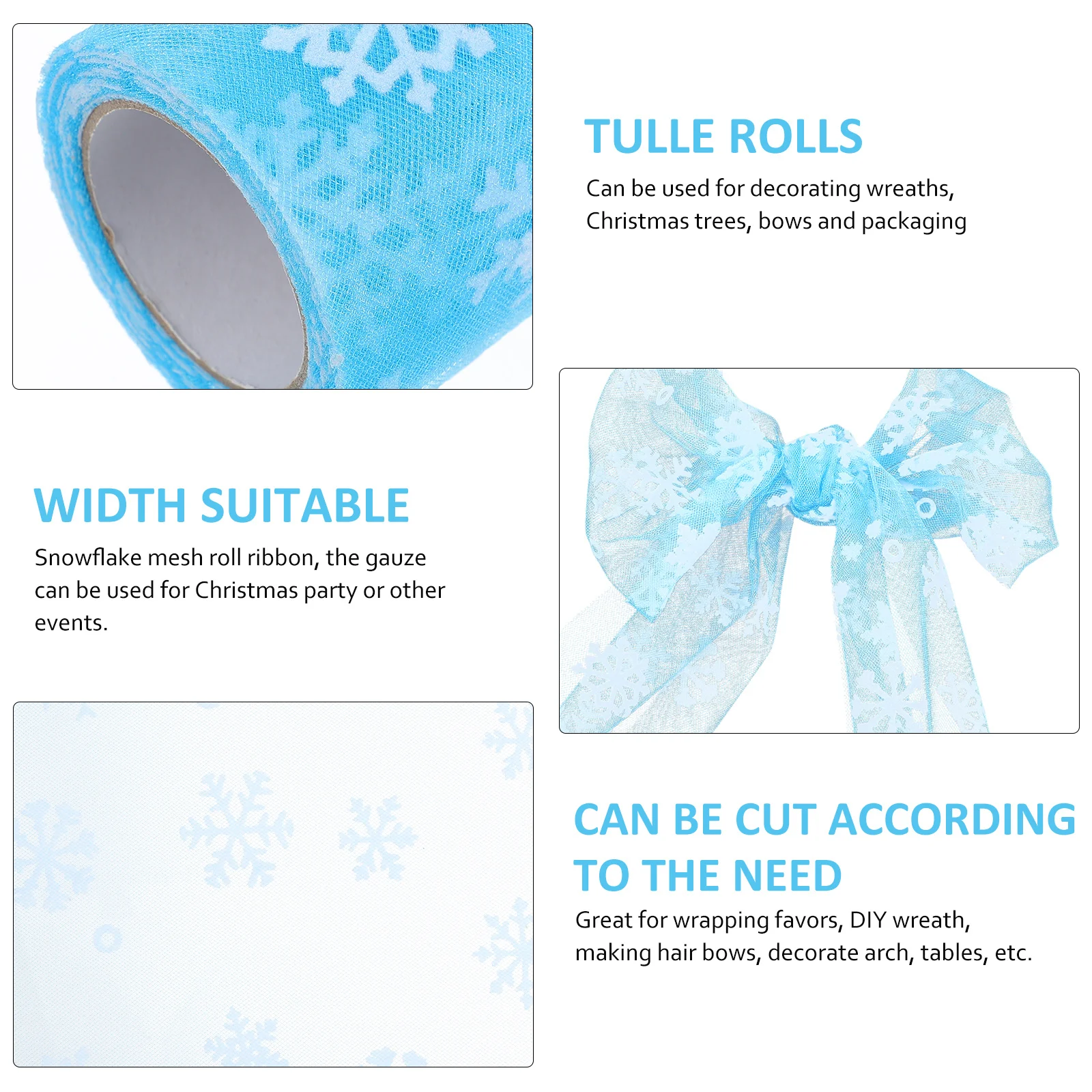 2 Rolls Sparkling Snowflake Gauze Roll for Holiday Wedding Events DIY Hair Bows Table Arch Decoration Craft Supplies
2 Rolls Sparkling Snowflake Gauze Roll for Holiday Wedding Events DIY Hair Bows Table Arch Decoration Craft Supplies