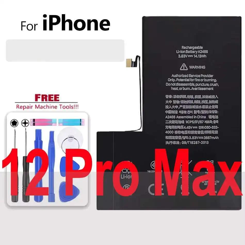 Премиум-сменный аккумулятор для мобильного телефона 3687 мАч для Apple Iphone 12 Pro Max 12Pro A2342 A2410 A2411 A2412, прочный
Премиум-сменный аккумулятор для мобильного телефона 3687 мАч для Apple Iphone 12 Pro Max 12Pro A2342 A2410 A2411 A2412, прочный
