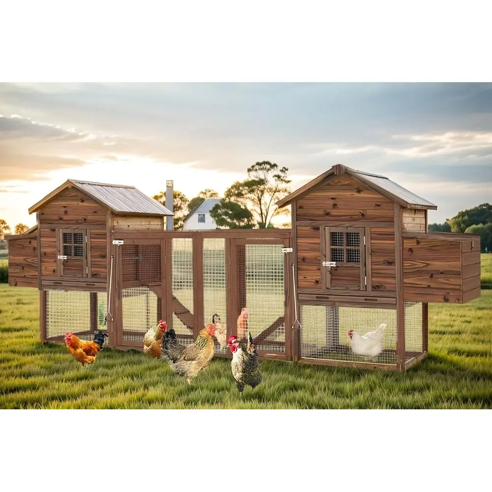 Outdoor 160IN Chicken Cages and Run for 2-8 Chickens, Hen Run Poultry House Rabbit Hutch with Waterproof Roof & Removable Tray
Outdoor 160IN Chicken Cages and Run for 2-8 Chickens, Hen Run Poultry House Rabbit Hutch with Waterproof Roof & Removable Tray