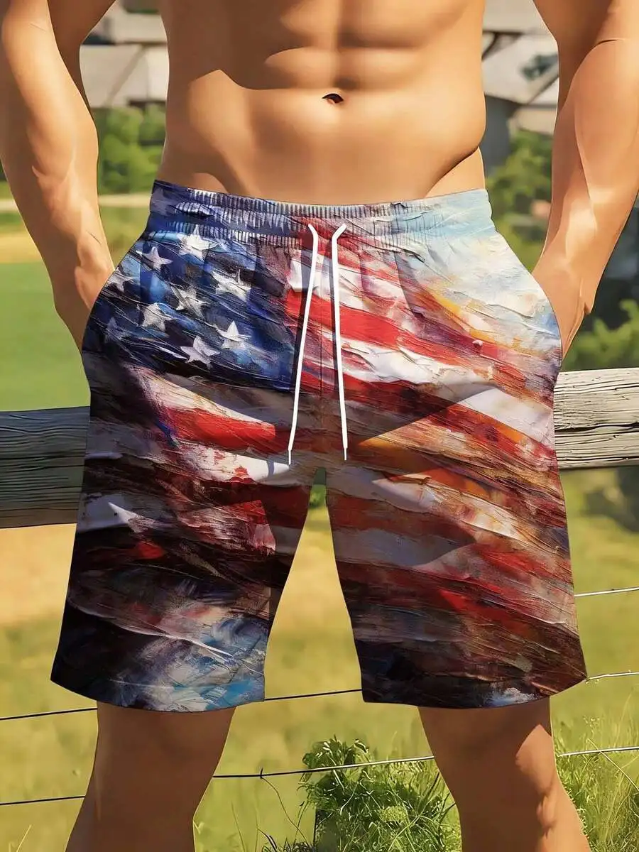 American Flag Print Swim Shorts For Men Summer Beach Vacation Wear
American Flag Print Swim Shorts For Men Summer Beach Vacation Wear