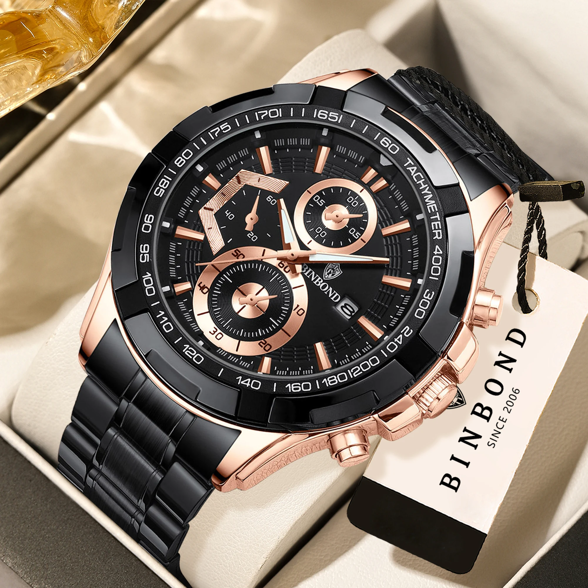 BINBOND auto date accurate men's watch quartz watches for men luxury luminous waterproof durable stainless steel strap reloj
BINBOND auto date accurate men's watch quartz watches for men luxury luminous waterproof durable stainless steel strap reloj