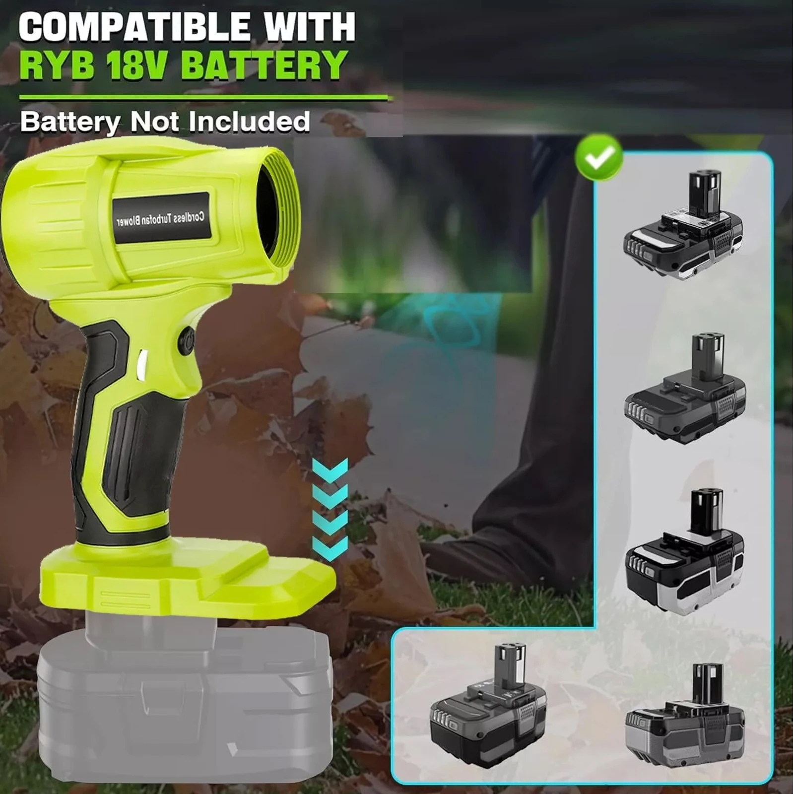 350W Cordless Jobsite Leaf Blower Turbo Jet for Ryobi 18V High Power Violent Blower Turbo Jet Fan for Garden Cleanup For Battery
350W Cordless Jobsite Leaf Blower Turbo Jet for Ryobi 18V High Power Violent Blower Turbo Jet Fan for Garden Cleanup For Battery