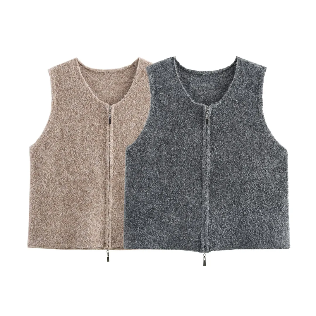 2025 Spring New Women's Knitted Sleeveless Women Vest Fashion European Round Neck Double Zipper Sleeveless Knitted Sweater Vest
2025 Spring New Women's Knitted Sleeveless Women Vest Fashion European Round Neck Double Zipper Sleeveless Knitted Sweater Vest