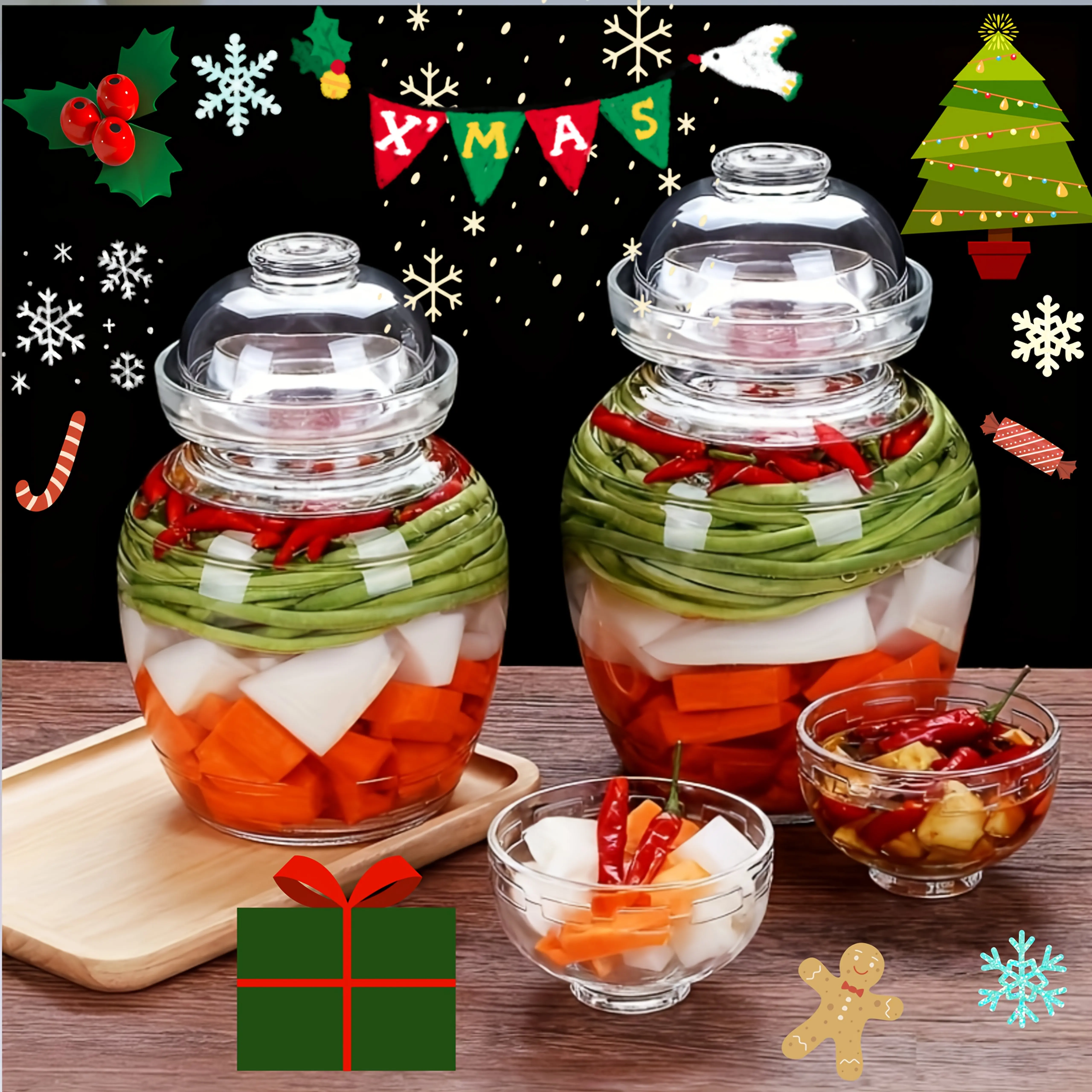 2-Pack or 1-Pack Glass Fermentation Jars with Airtight Lids — Versatile Pickle & Brew Containers for Kimchi, Sauerkraut, and Fresh Vegetables — Smooth-Opening Lids, Easy-Clean Design, Ideal for Home Kitchen Use
2-Pack or 1-Pack Glass Fermentation Jars with Airtight Lids — Versatile Pickle & Brew Containers for Kimchi, Sauerkraut, and Fresh Vegetables — Smooth-Opening Lids, Easy-Clean Design, Ideal for Home Kitchen Use