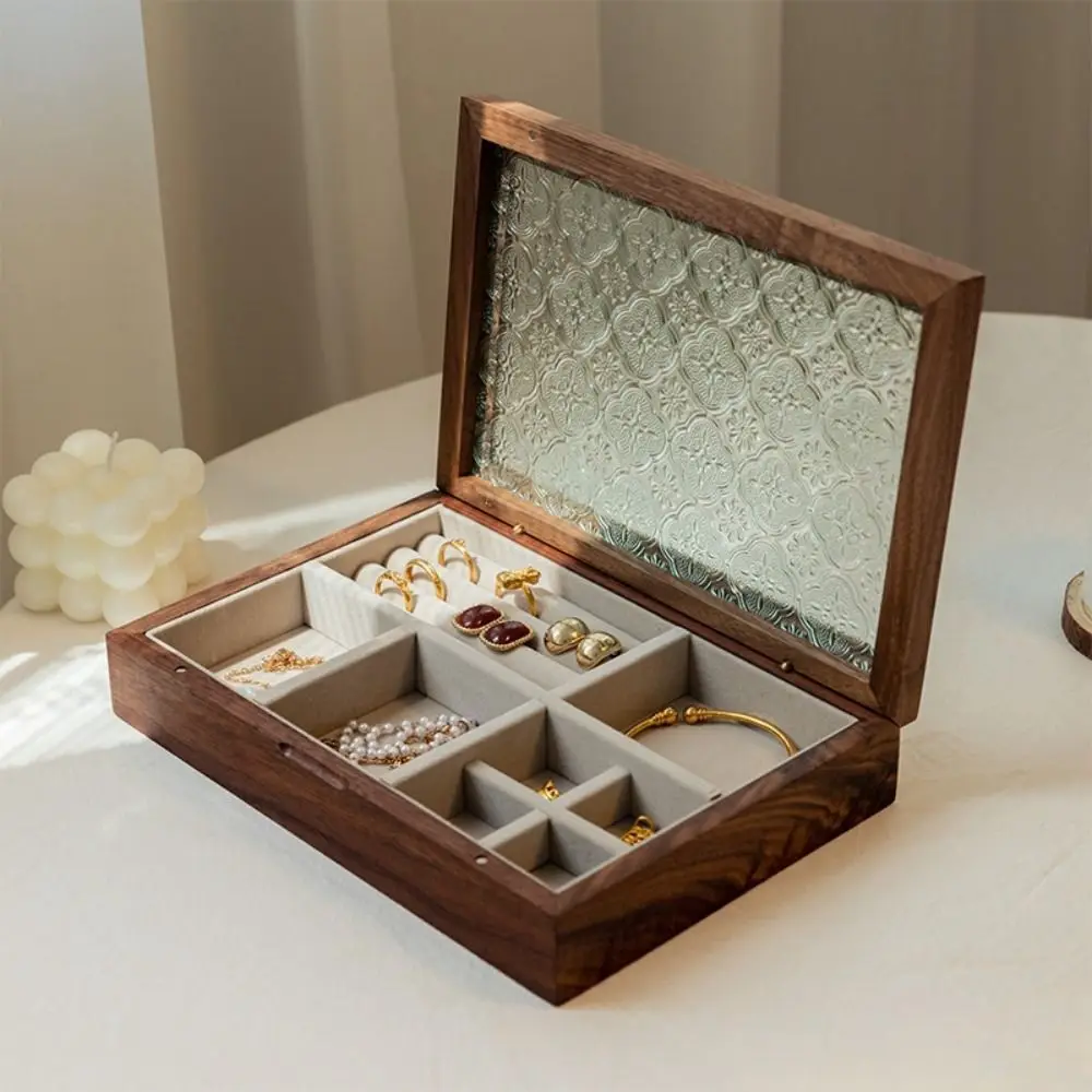 Retro Wooden Jewelry Box Patterned Glass Court Style Jewelry Storage Box Jewelry Case Subzone Jewelry Displasy Holder
Retro Wooden Jewelry Box Patterned Glass Court Style Jewelry Storage Box Jewelry Case Subzone Jewelry Displasy Holder