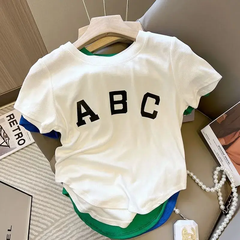 Trend Slim Short Sleeve Letter Print T Shirts O-neck Solid Simplicity Youth Fashion Tops Summer New Casual Korean Women Clothing
Trend Slim Short Sleeve Letter Print T Shirts O-neck Solid Simplicity Youth Fashion Tops Summer New Casual Korean Women Clothing