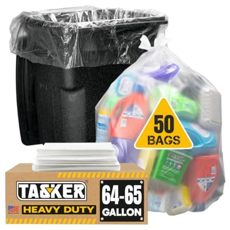 65 Gallon Clear Trash Bags Heavy Duty MegaPack 50 Bags w/Ties 64 Gallon Extra Large Clear Plastic Recycling Garbage Bags
65 Gallon Clear Trash Bags Heavy Duty MegaPack 50 Bags w/Ties 64 Gallon Extra Large Clear Plastic Recycling Garbage Bags
