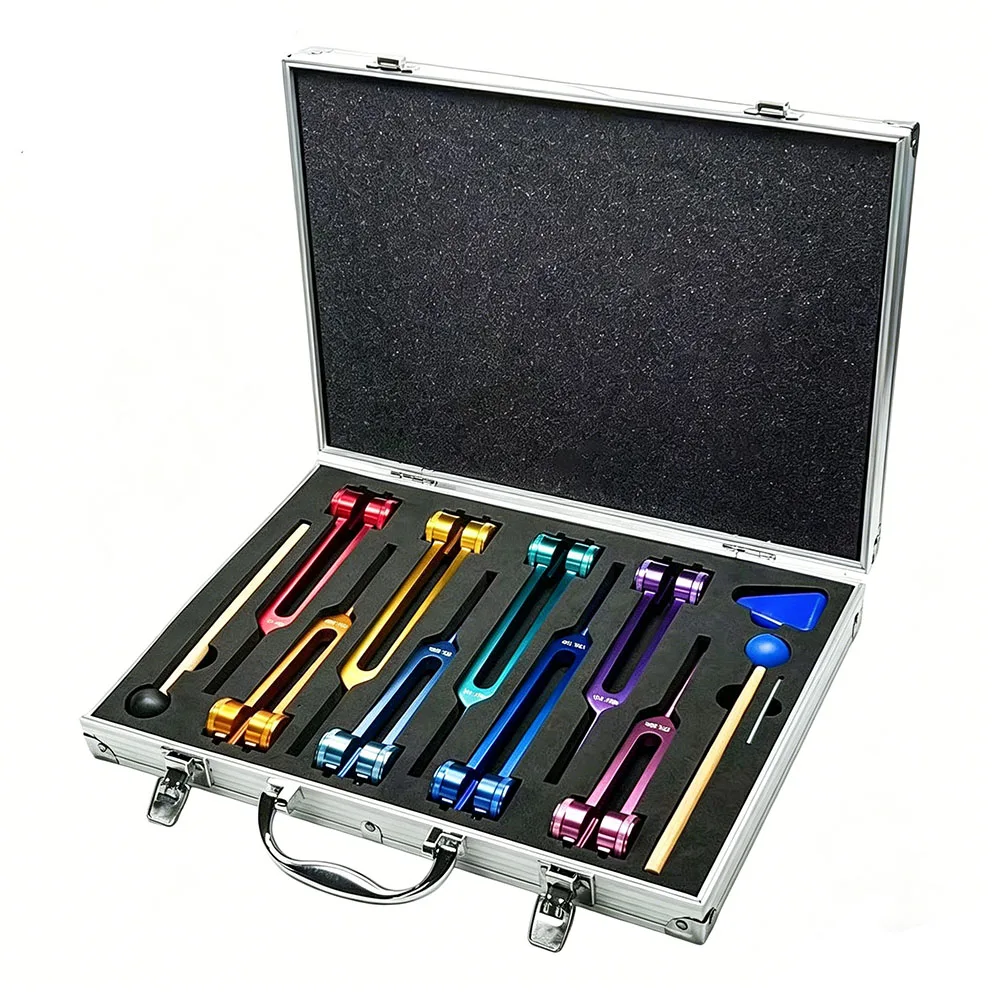 8PCS Colorful Chakras Tuning Fork Set Diapason Healing Tuning Fork Meditation Aluminum Alloy Forks Portable Percussion Instrumen
8PCS Colorful Chakras Tuning Fork Set Diapason Healing Tuning Fork Meditation Aluminum Alloy Forks Portable Percussion Instrumen