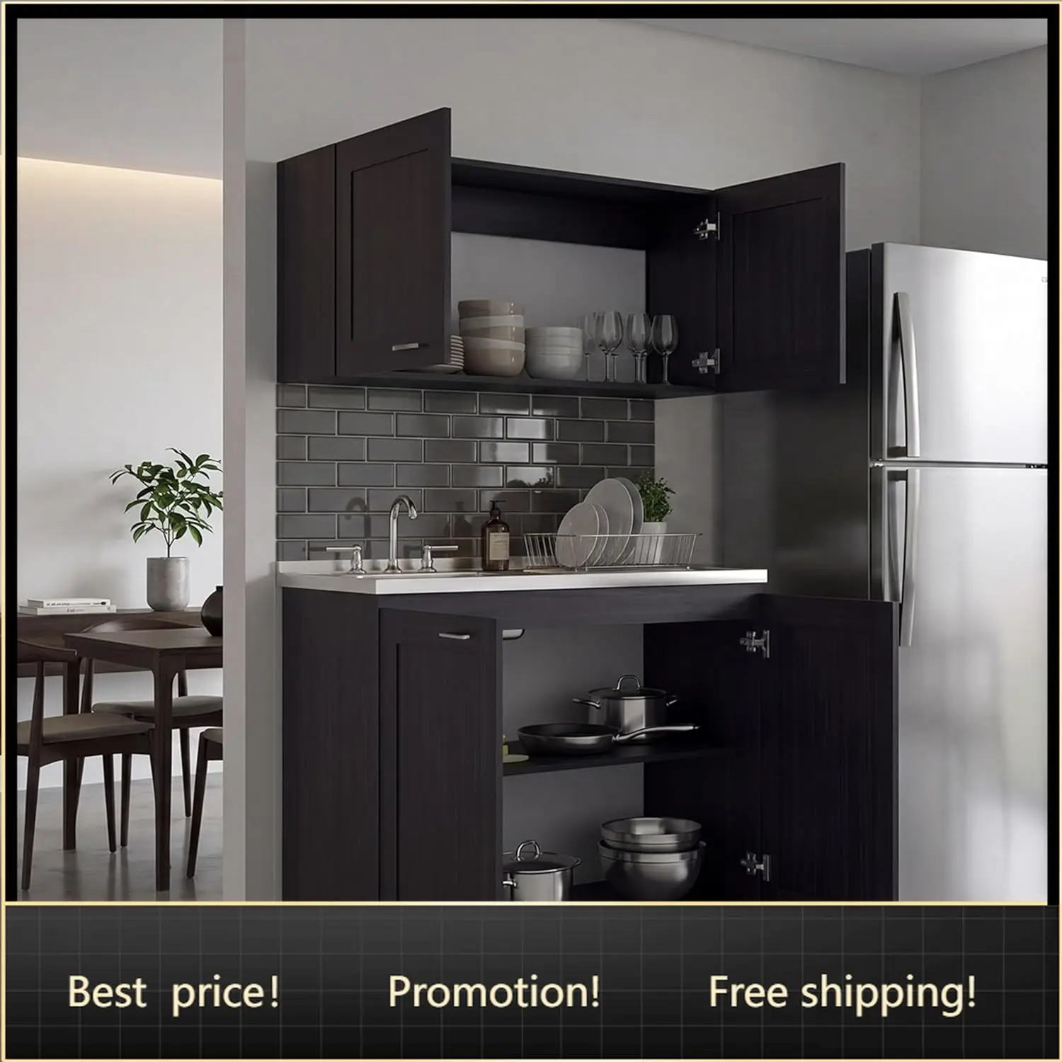 2-Piece Kitchen Cabinet Set with Sink Countertop & Wall Cabinet—Dark Brown, 41" Wide
2-Piece Kitchen Cabinet Set with Sink Countertop & Wall Cabinet—Dark Brown, 41" Wide