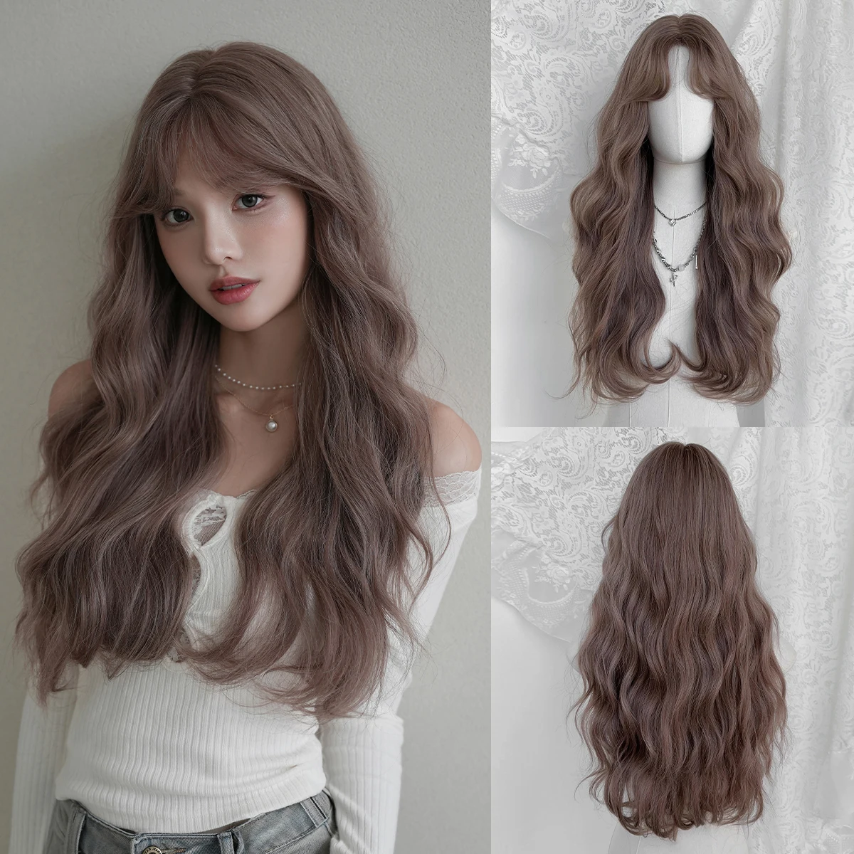 7JHH WIGS Long Water Wave Purple Brown Wig for Women Synthetic Modest Fashion Middle Part Wear and Go Wigs with Curtain Bangs
7JHH WIGS Long Water Wave Purple Brown Wig for Women Synthetic Modest Fashion Middle Part Wear and Go Wigs with Curtain Bangs