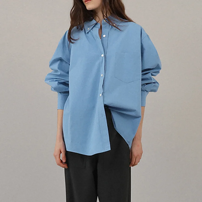 Casual 100% Cotton Shirts Women Tops Autumn Clothing Long Sleeve Polo Neck Basic Blue Shirt Streetwear Female Blouse Cardigans
Casual 100% Cotton Shirts Women Tops Autumn Clothing Long Sleeve Polo Neck Basic Blue Shirt Streetwear Female Blouse Cardigans