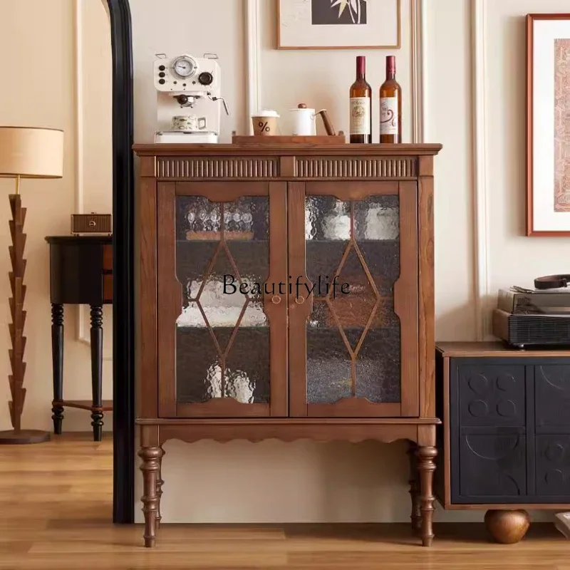 13*American solid wood living room double door glass display European retro storage side cabinet
13*American solid wood living room double door glass display European retro storage side cabinet