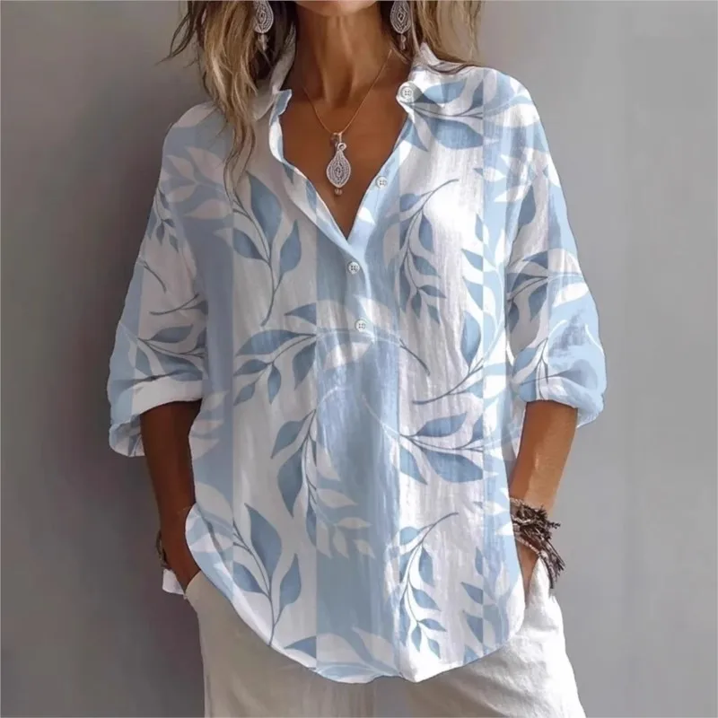 Fashion Plant Printing Long Sleeve Shirts & Blouses 2025 New Women Half Open Collar Loose Casual Blouse Vacation Tops Female
Fashion Plant Printing Long Sleeve Shirts & Blouses 2025 New Women Half Open Collar Loose Casual Blouse Vacation Tops Female