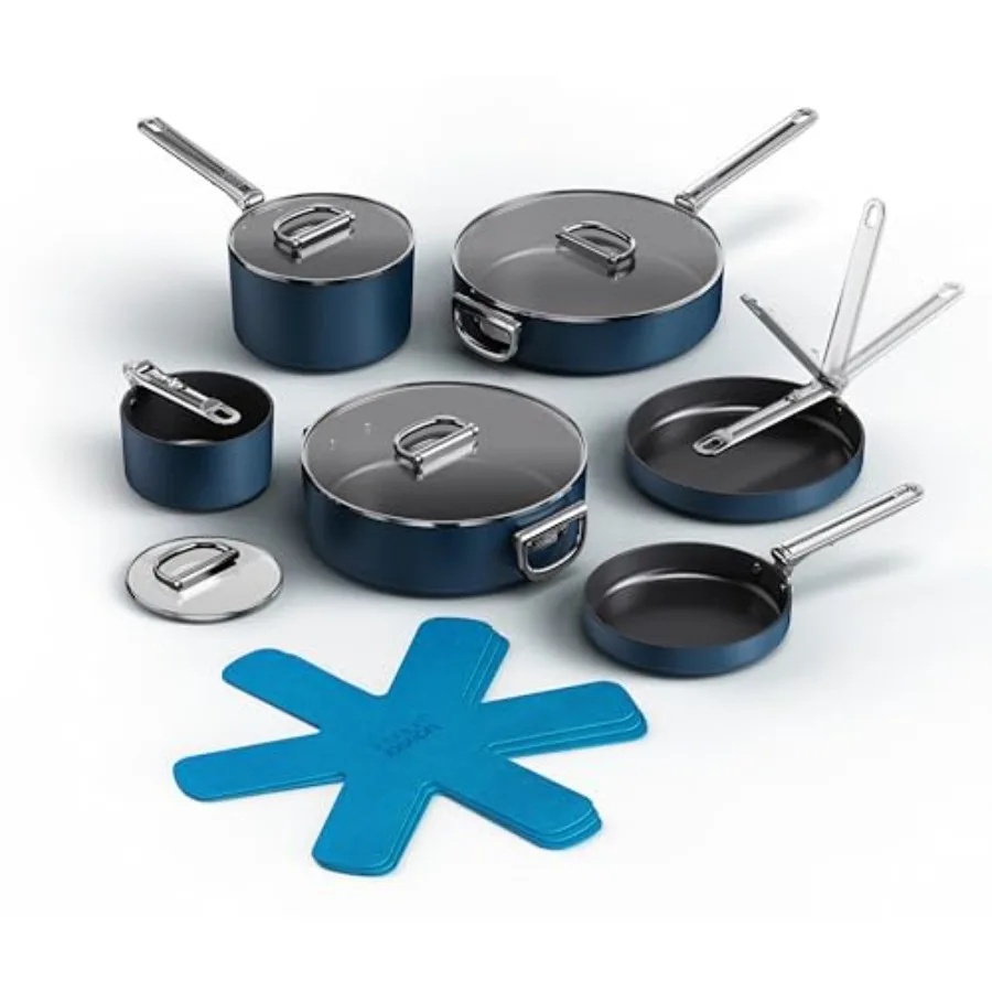Kitchen ceramic-coated nonstick pots and pans set, 10 pcs nesting design with lids, black color, induction and oven safe up to
Kitchen ceramic-coated nonstick pots and pans set, 10 pcs nesting design with lids, black color, induction and oven safe up to
