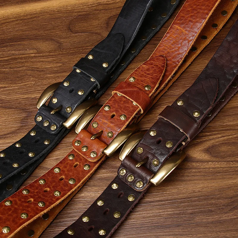 Luxury Men's Belt Pure Cowhide Genuine Leather for Men Copper Buckle Belt Cowhide Retro Punk Trend Rivet Casual Jeans Soft Belt
Luxury Men's Belt Pure Cowhide Genuine Leather for Men Copper Buckle Belt Cowhide Retro Punk Trend Rivet Casual Jeans Soft Belt