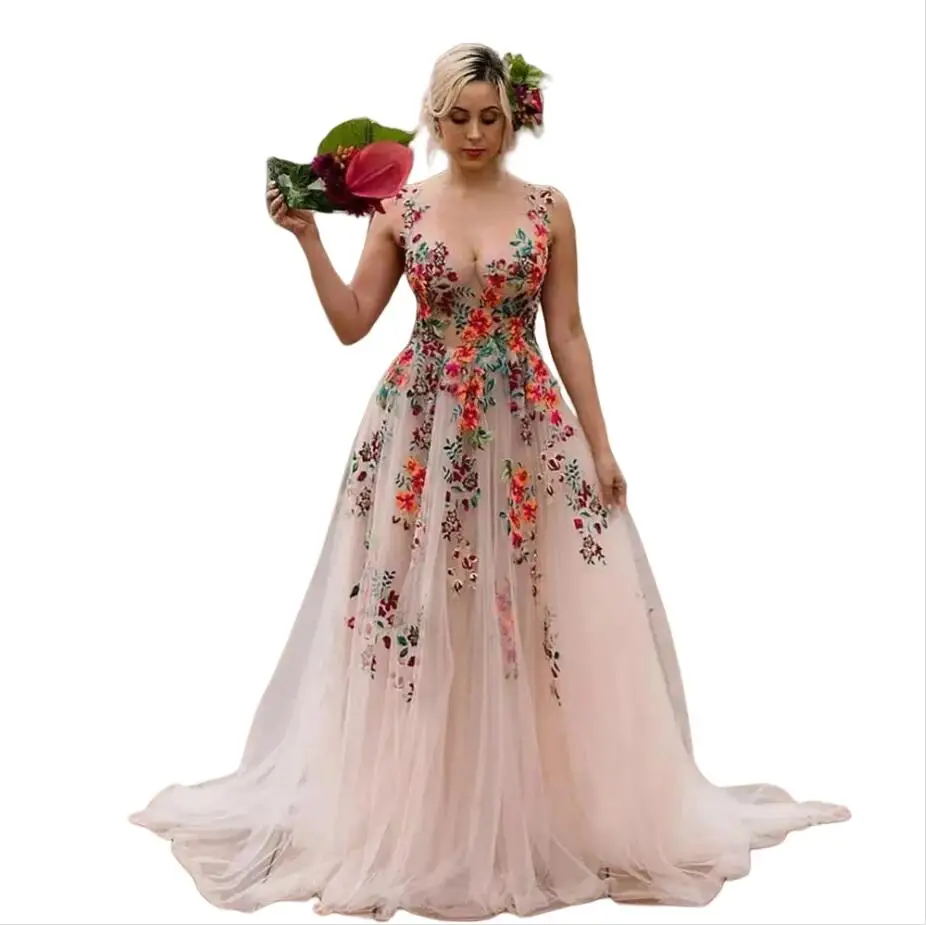 Fairy Flower Lace A-line Prom Dresses Customized Sleeveless Vestidos De Novia Floral Embroidery Robe De Mariée Customized
Fairy Flower Lace A-line Prom Dresses Customized Sleeveless Vestidos De Novia Floral Embroidery Robe De Mariée Customized