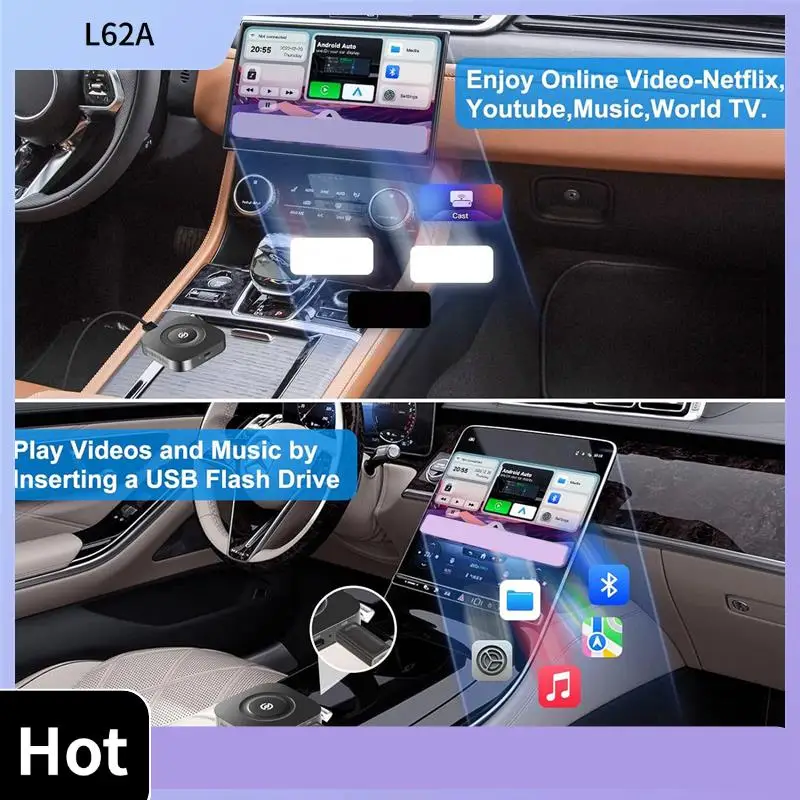 L62A 3 In 1 Wireless Carplay Adapter,Wireless For Android Auto With Netflix/Youtube Wireless Car Dongle For Carplay Cars Easy To
L62A 3 In 1 Wireless Carplay Adapter,Wireless For Android Auto With Netflix/Youtube Wireless Car Dongle For Carplay Cars Easy To