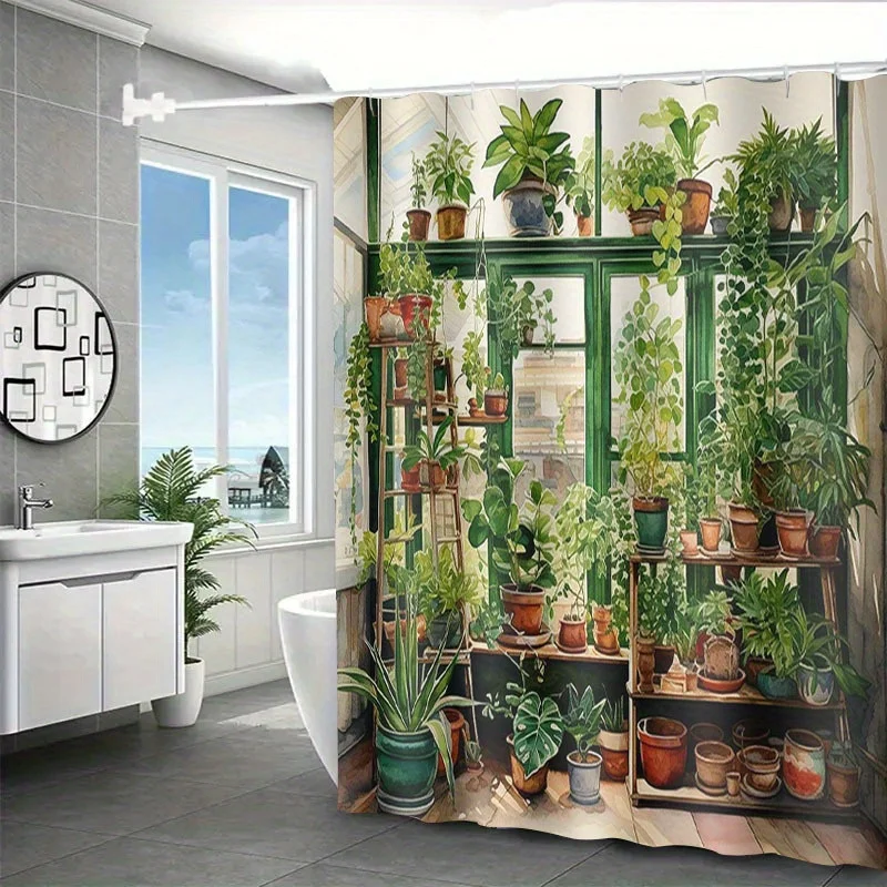 Indoor Garden Shower Curtain Waterproof Fabric Bathroom Curtains Retro Window Plant Pot Bath Screen Divider Home Decor With
Indoor Garden Shower Curtain Waterproof Fabric Bathroom Curtains Retro Window Plant Pot Bath Screen Divider Home Decor With